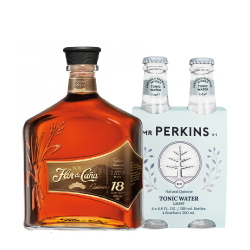 FLOR DE CAÑA 18 + 4pack dry tonic water