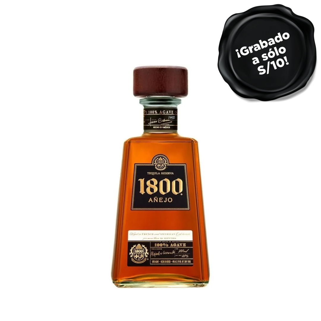 Tequila 1800 Añejo x 750ml. GRABADO A S/10