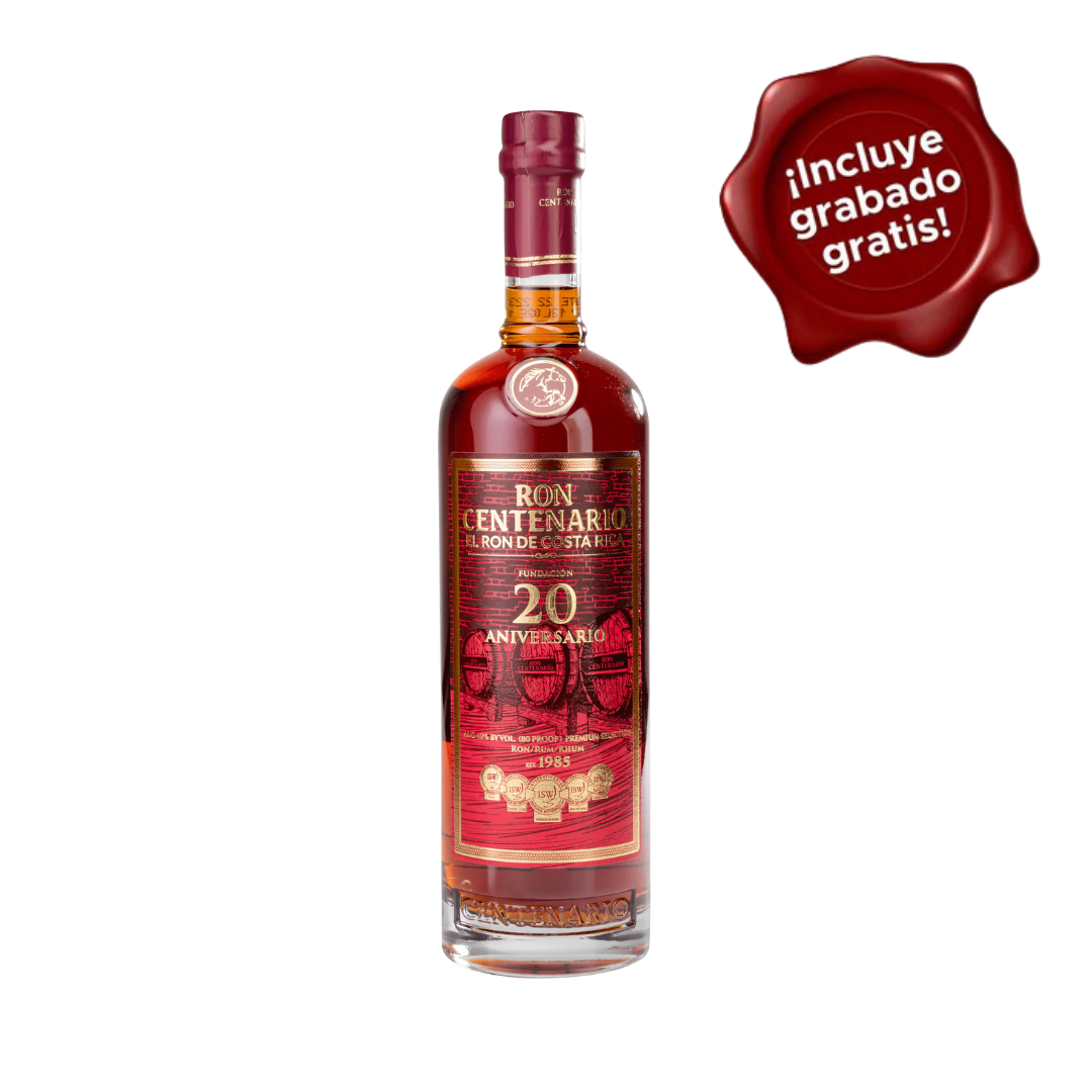 Ron CENTENARIO 20 años Botella 750ml. CON GRABADO GRATIS