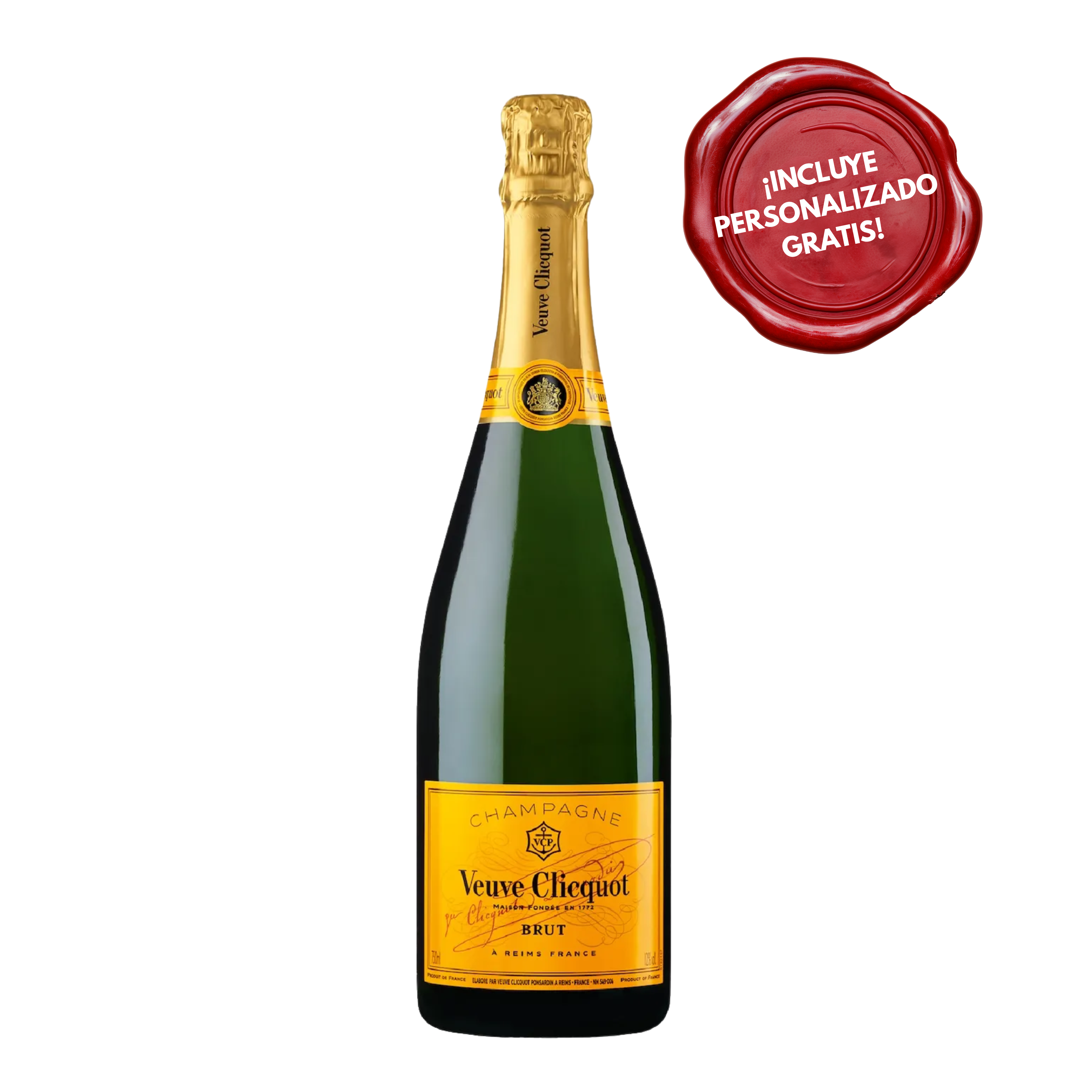 Champagne VEUVE CLICQUOT Brut Botella 750ml. PERSONALIZADO GRATIS