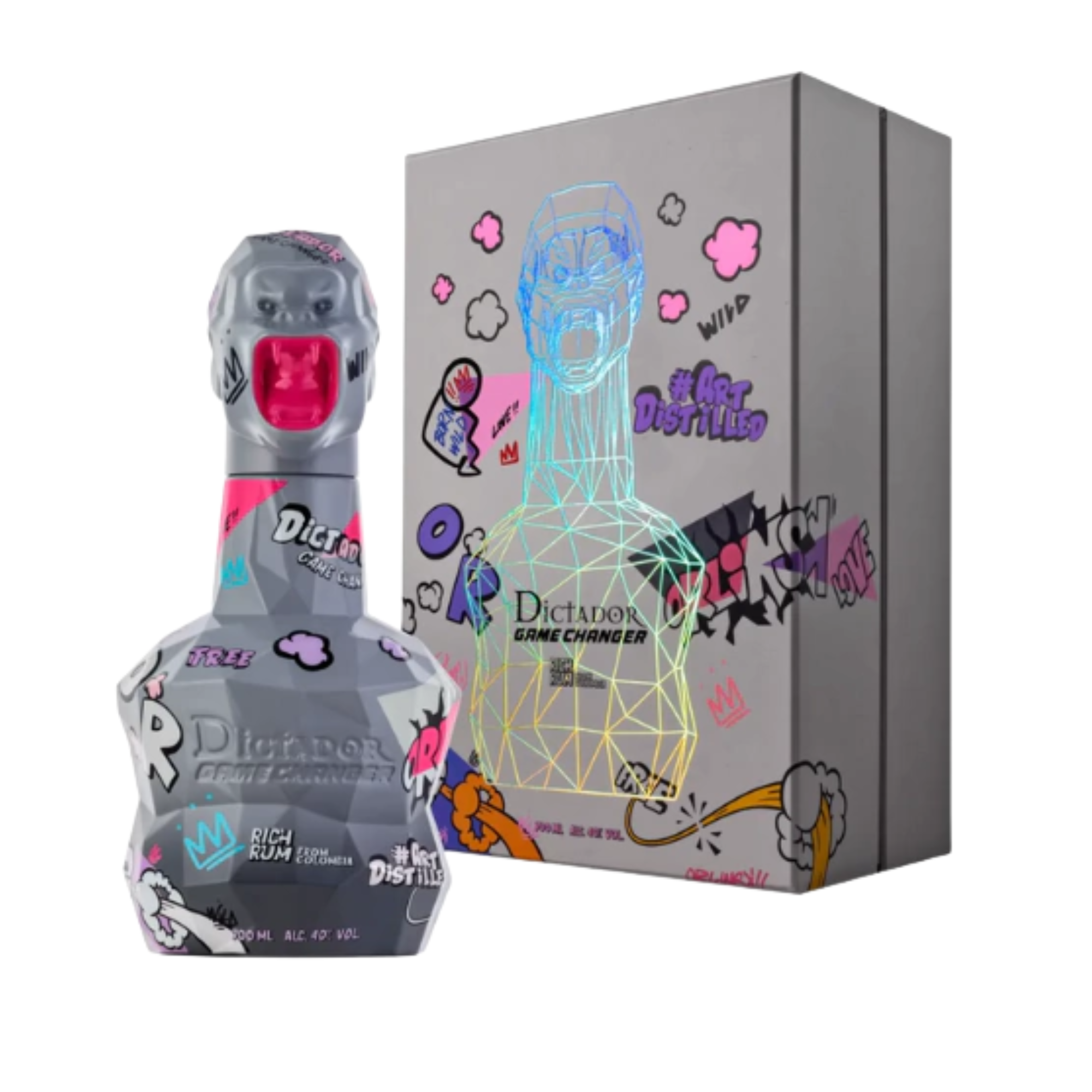 Ron DICTADOR x Richard Orlinski "Game Changer" Silver Edition Botella 700ml