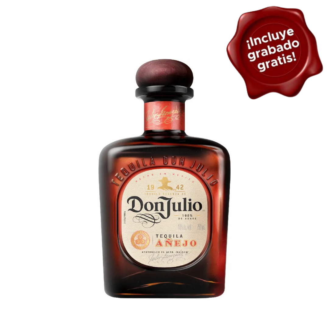 Tequila DON JULIO Añejo Botella 750ml. CON GRABADO GRATIS