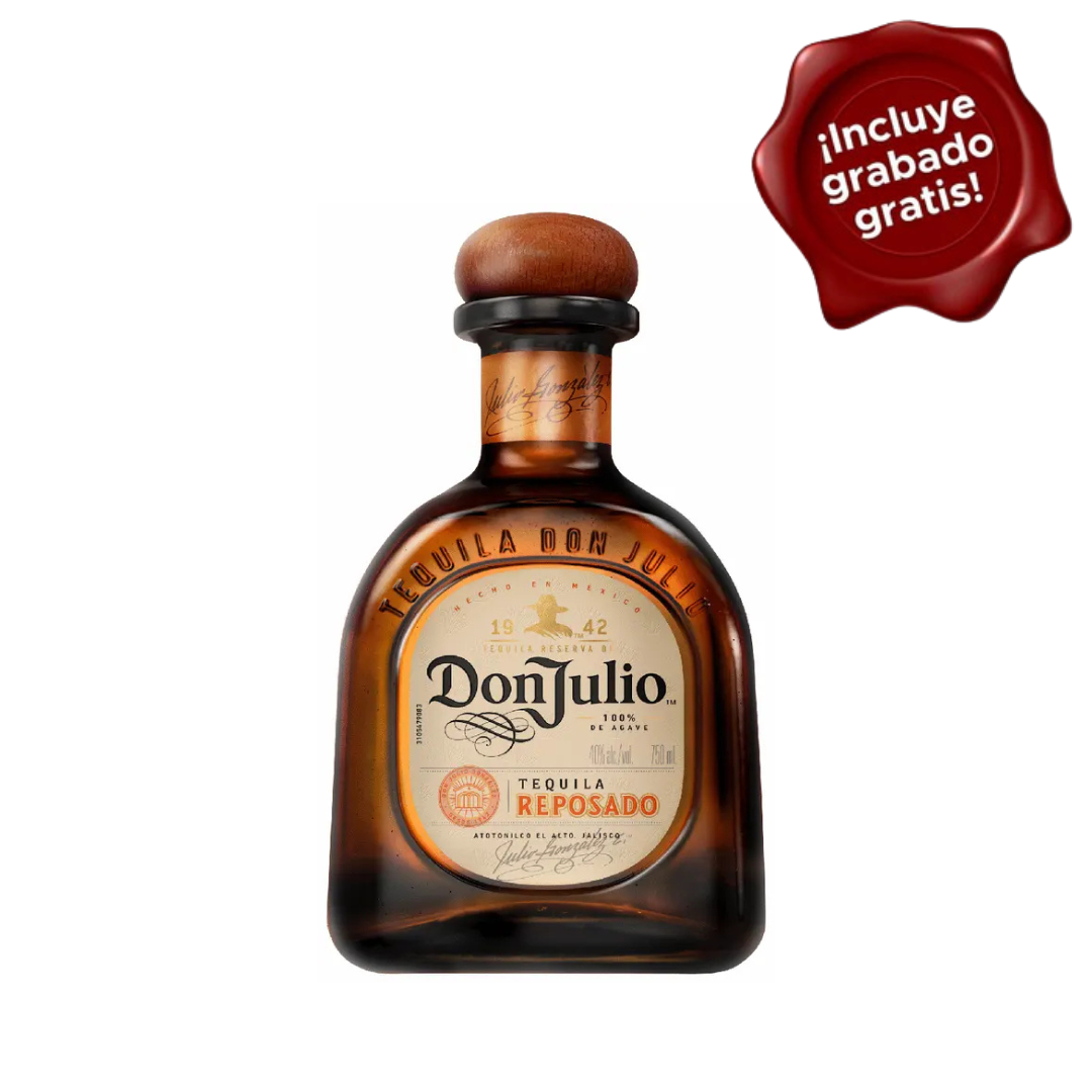 Tequila DON JULIO Reposado Botella 700 ml. CON GRABADO GRATIS
