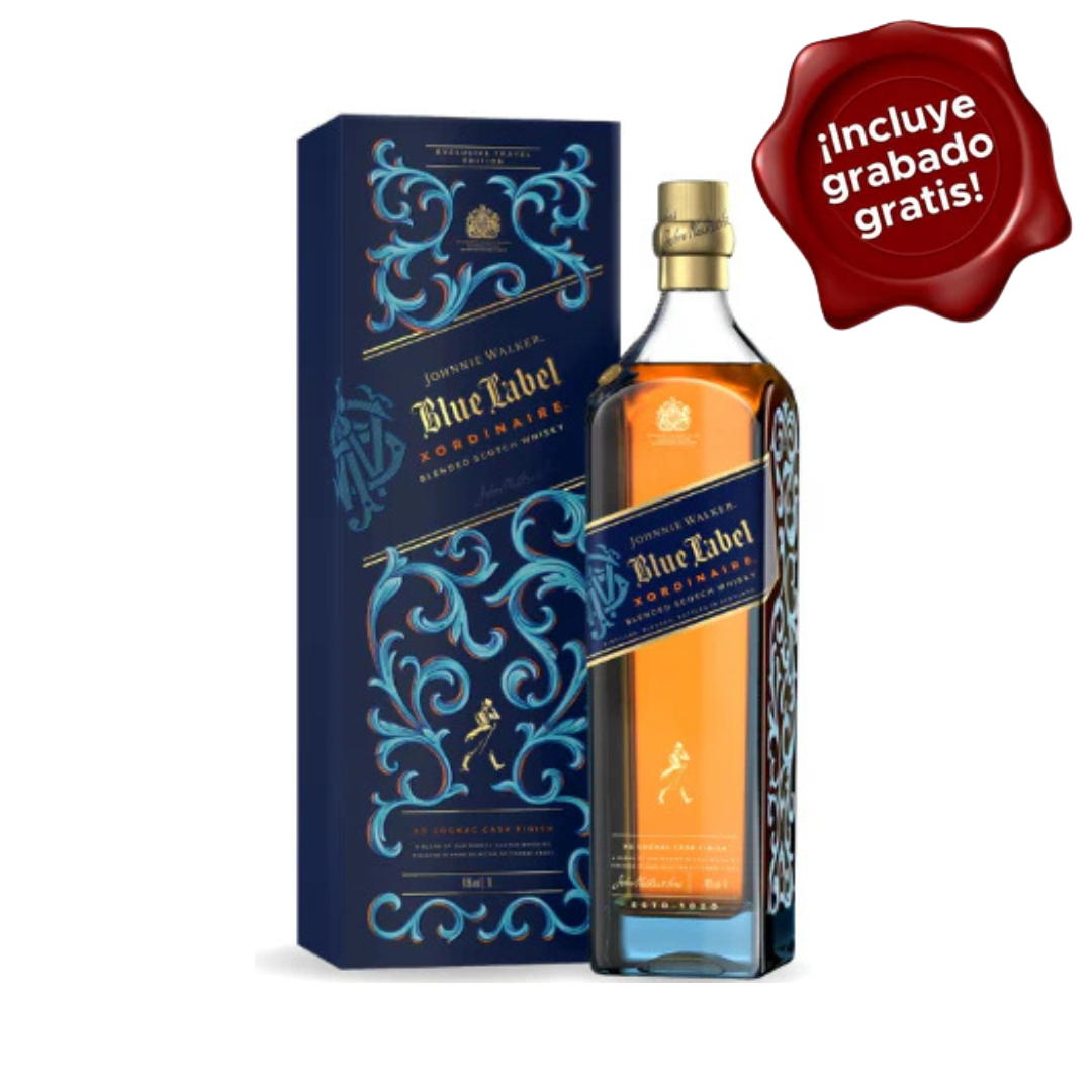 Whisky Johnnie Walker Blue Label Xordinaire 1 Litro. CON GRABADO GRATIS
