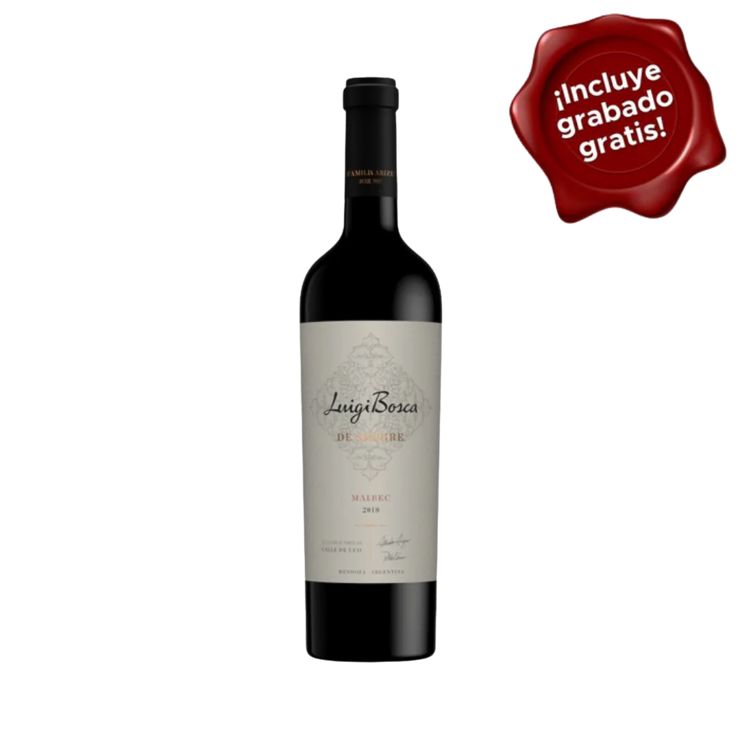 Vino LUIGI BOSCA DE SANGRE MALBEC MAGNUM. CON GRABADO GRATIS