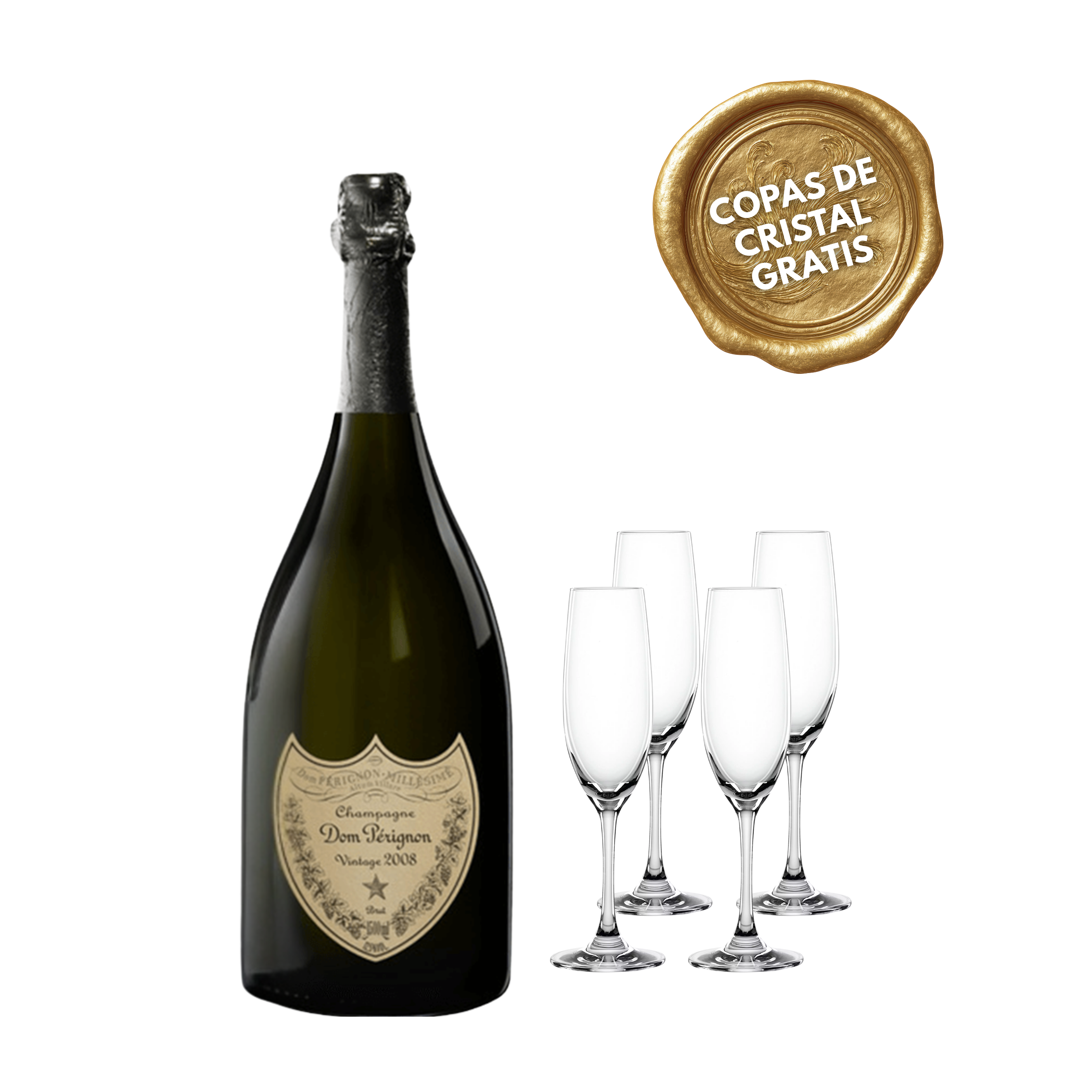 PACK #6: CHAMPAGNE + 4 COPAS CRISTAL GRATIS