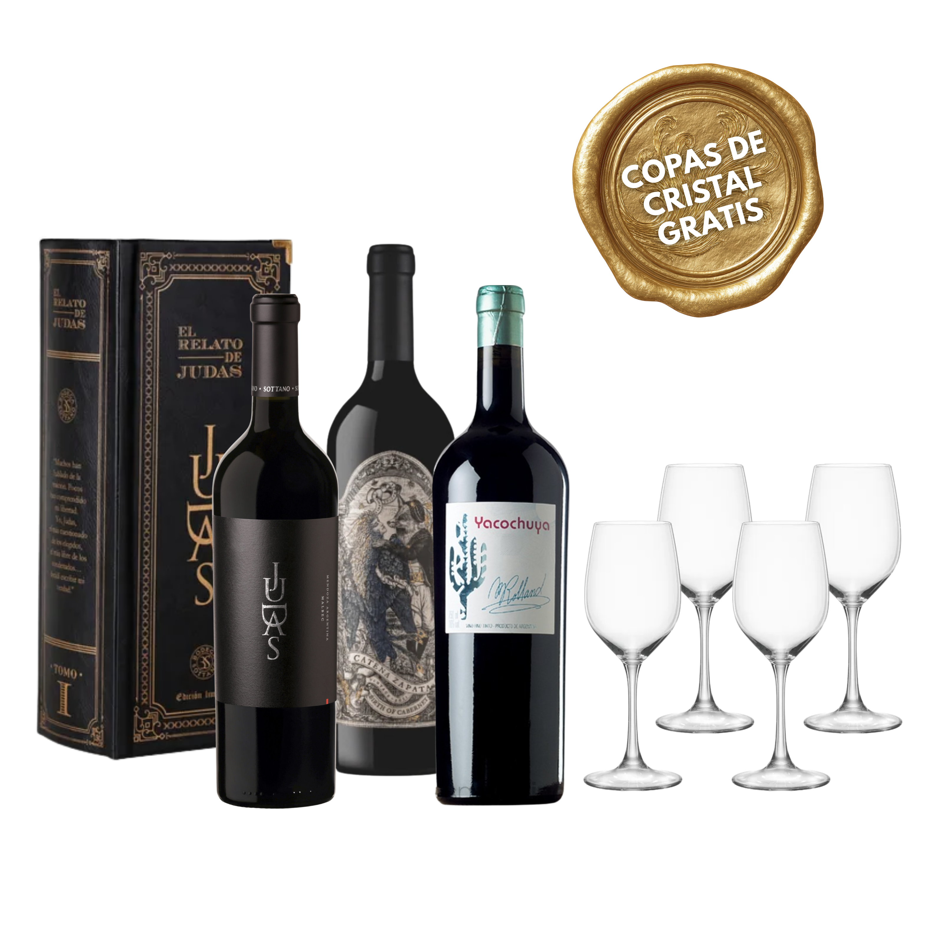 PACK #4: VINOS ARGENTINOS + 4 COPAS CRISTAL GRATIS