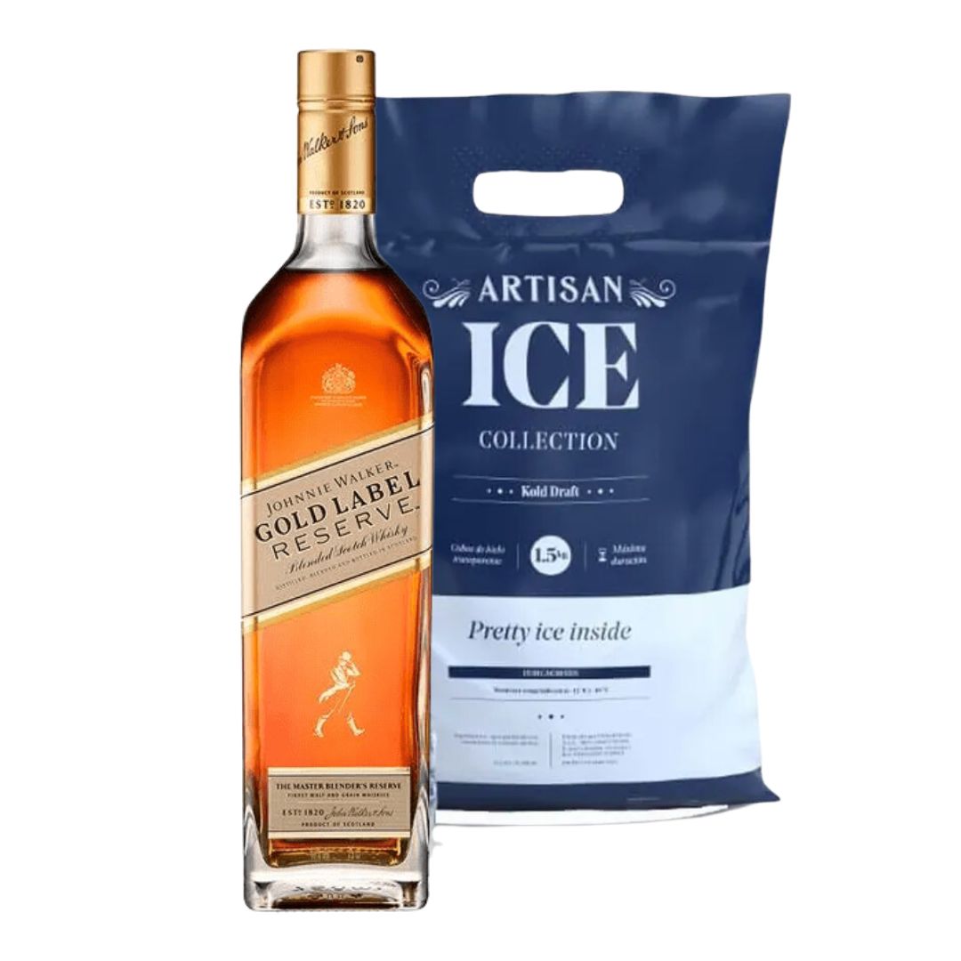 Whisky Johnnie Walker Gold Label + Hielo Artisan 1.5kg