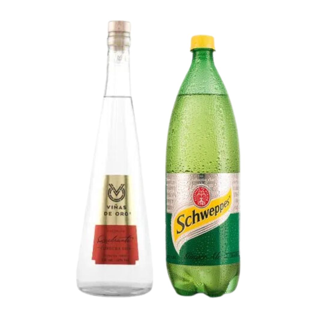Pisco Viñas de Oro Quebranta + Schweppes 1.5 lt