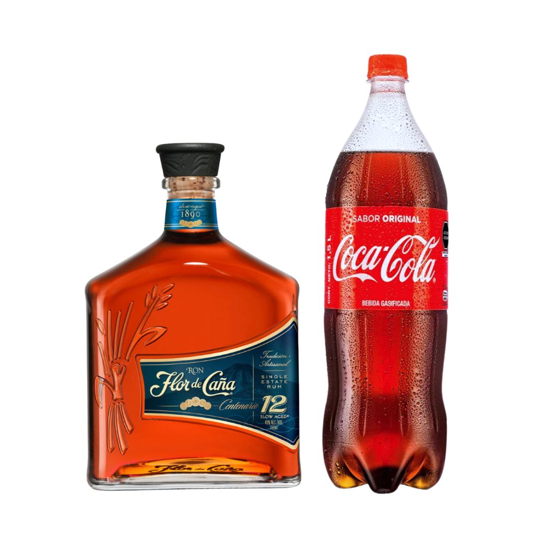 Ron Flor de Caña 12 + Coca Cola 1.5 lt