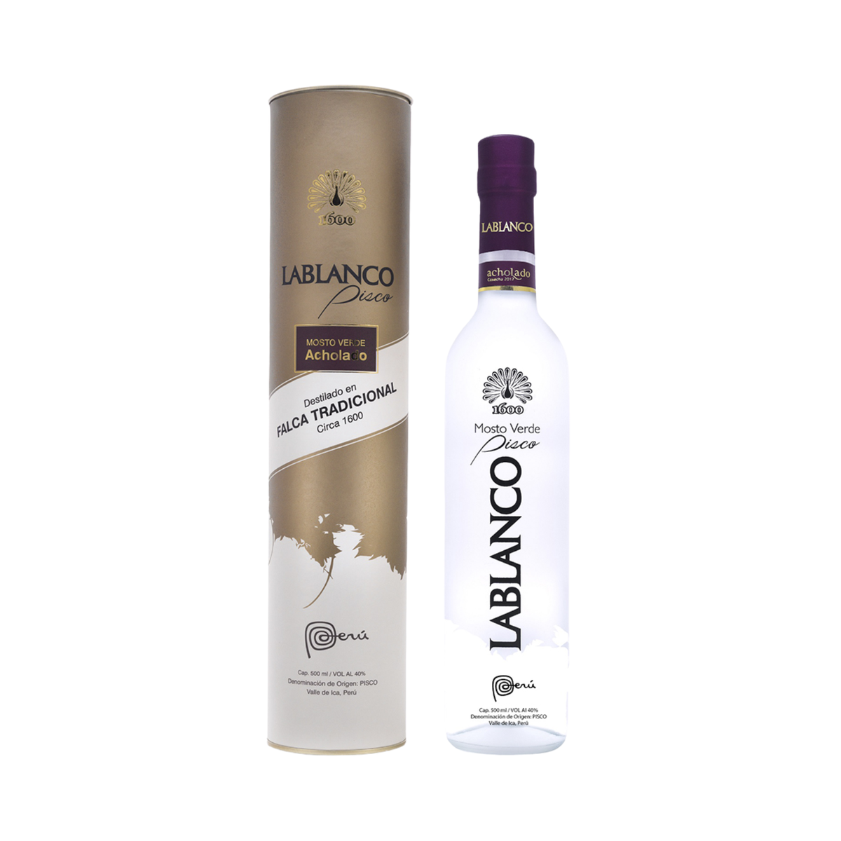 Pisco LA BLANCO Mosto Verde Acholado Botella 500ml