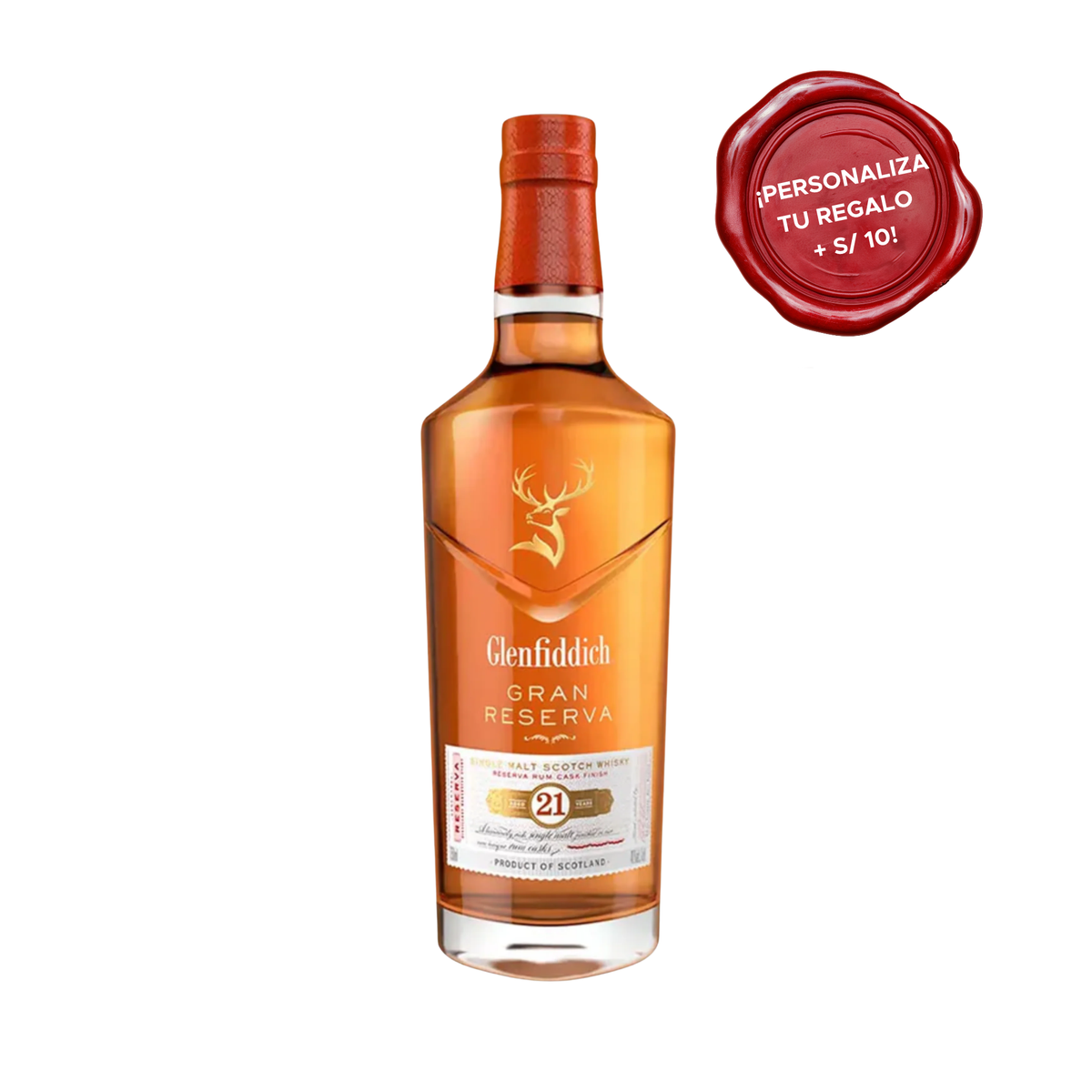 Whisky GLENFIDDICH 21 años Botella de 750ml + PERSONALIZADO