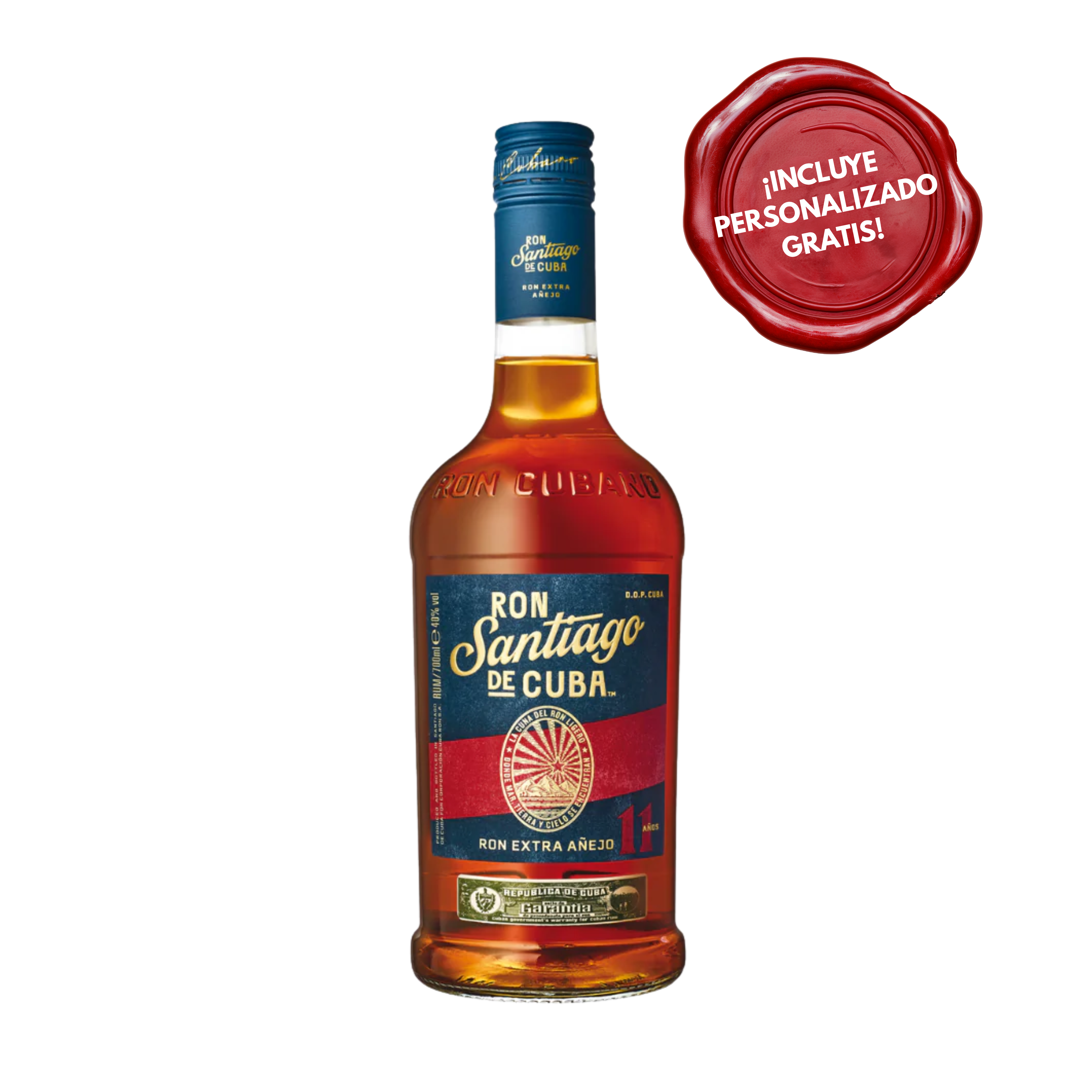 Ron SANTIAGO DE CUBA EXTRA AÑEJO 11 AÑOS. PERSONALIZADO GRATIS