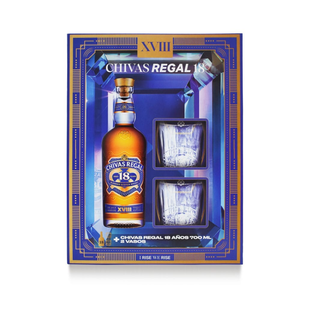 Whisky Chivas Regal 18 Años Botella 700ml + 2 Vasos