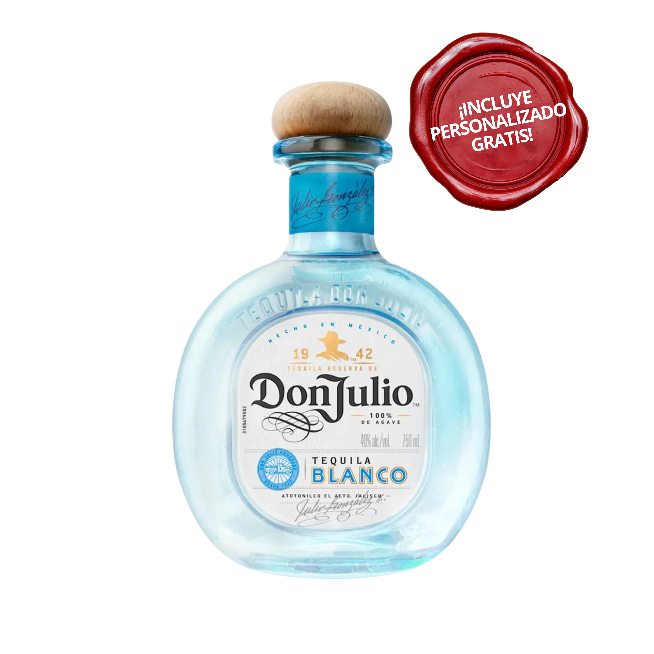 Tequila DON JULIO Blanco Botella 750 ml. PERSONALIZADO GRATIS