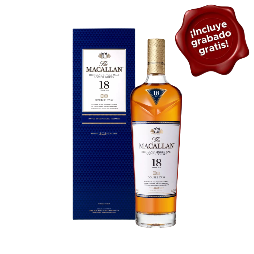 Whisky MACALLAN Double Cask 18 Años Botella 700ml. CON GRABADO GRATIS