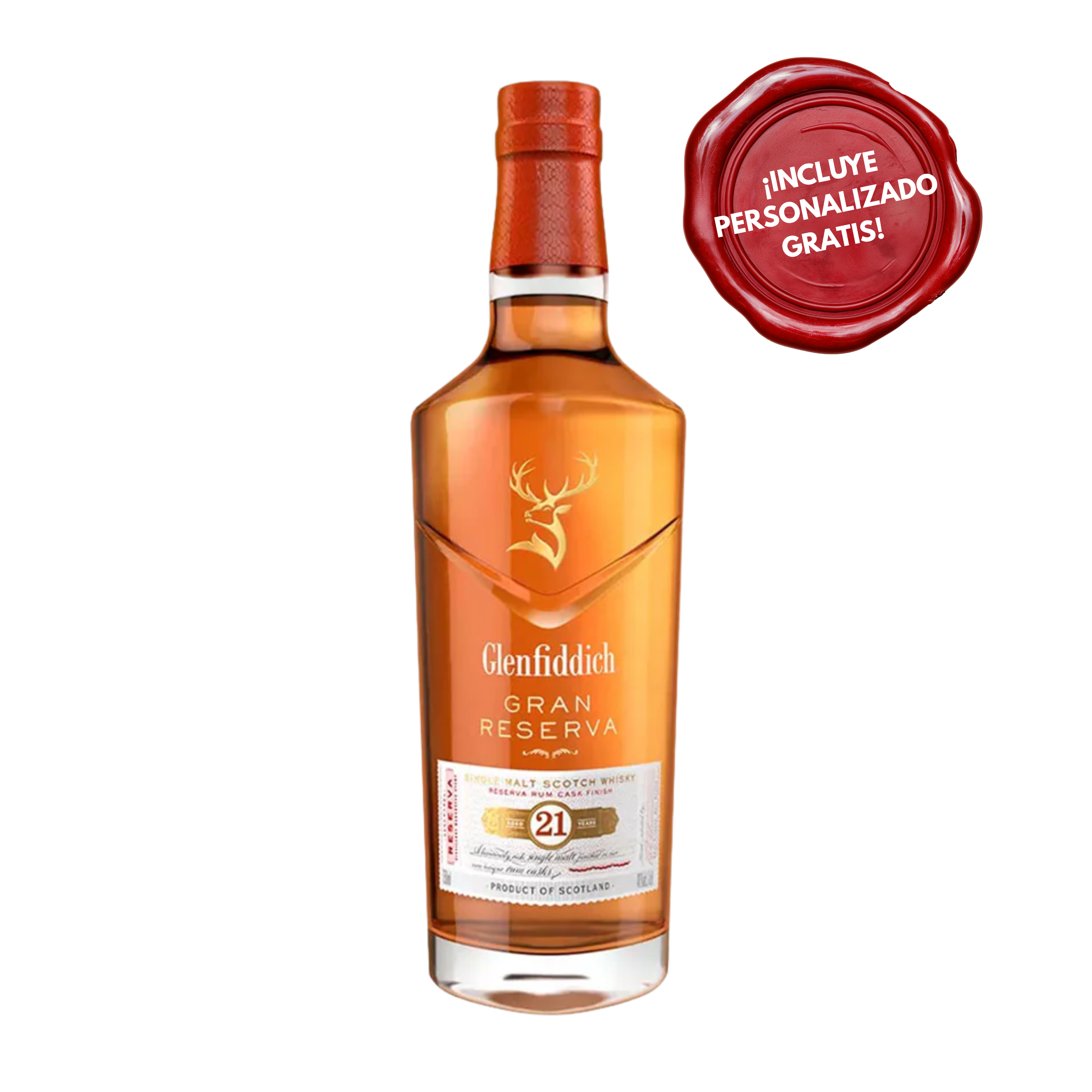 Whisky Glenfiddich 21 años (Botella de 750ml). PERSONALIZADO GRATIS