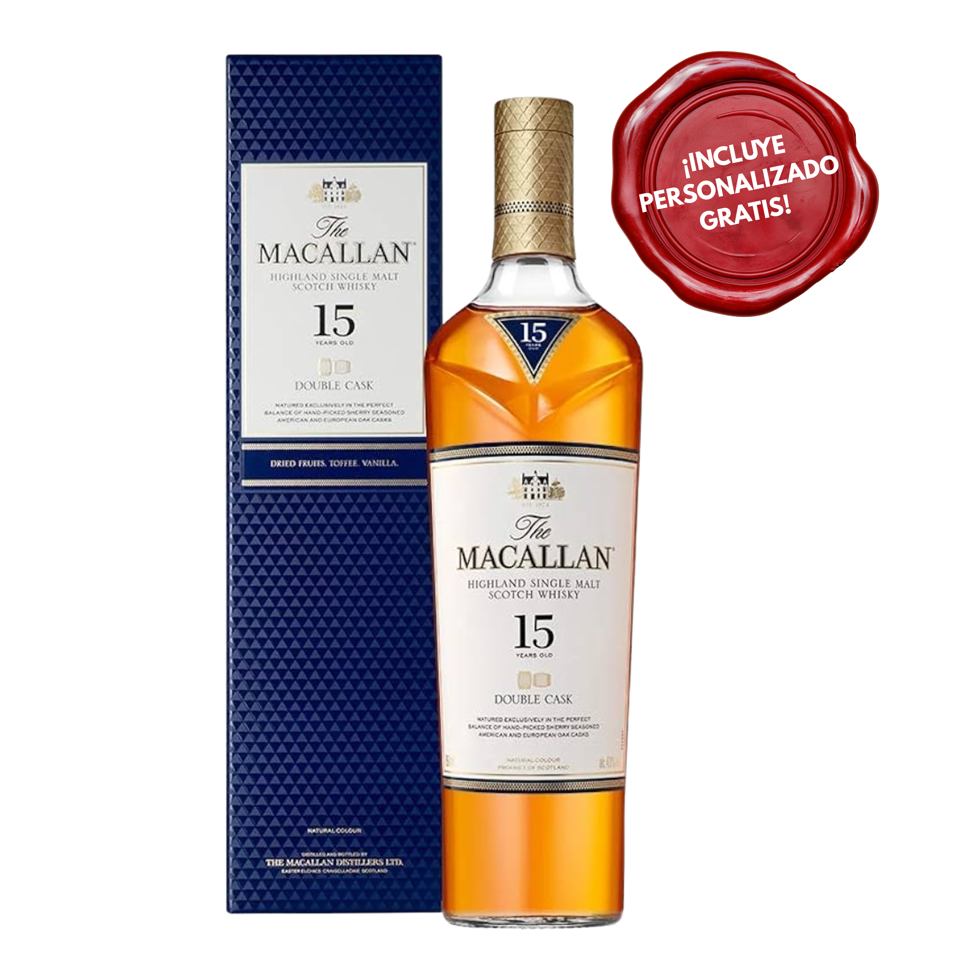 Whisky MACALLAN Double Cask 15 Años Botella 700ml PERSONALIZADO GRATIS