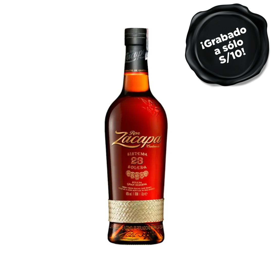 Ron ZACAPA 23 Botella x 750ml. GRABADO A S/10
