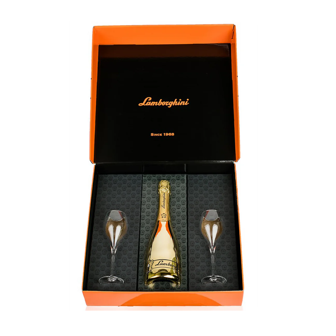ESPUMANTE LAMBORGHINI PROSECO EXTRA DRY CON 2 GLASSES 750 ML