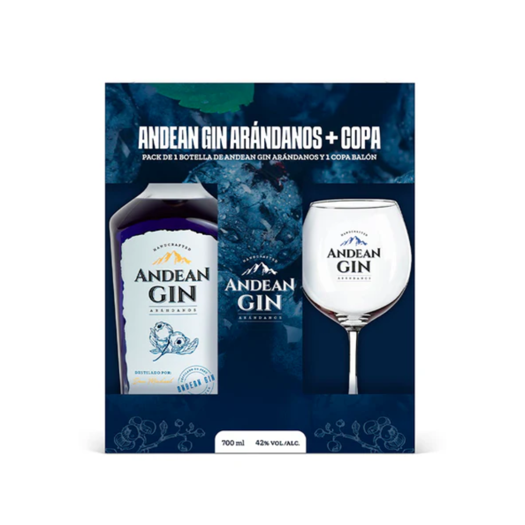 Pack Gin ANDEAN Arándanos x 700ml + Copa