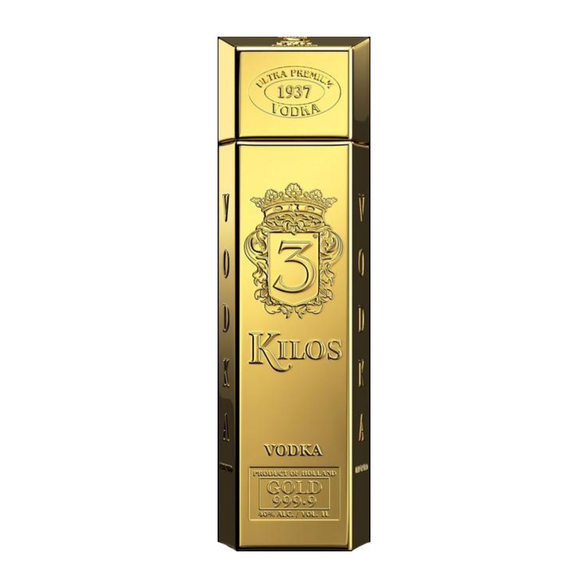 Vodka 3 KILOS Gold 999.9 Botella 750ml