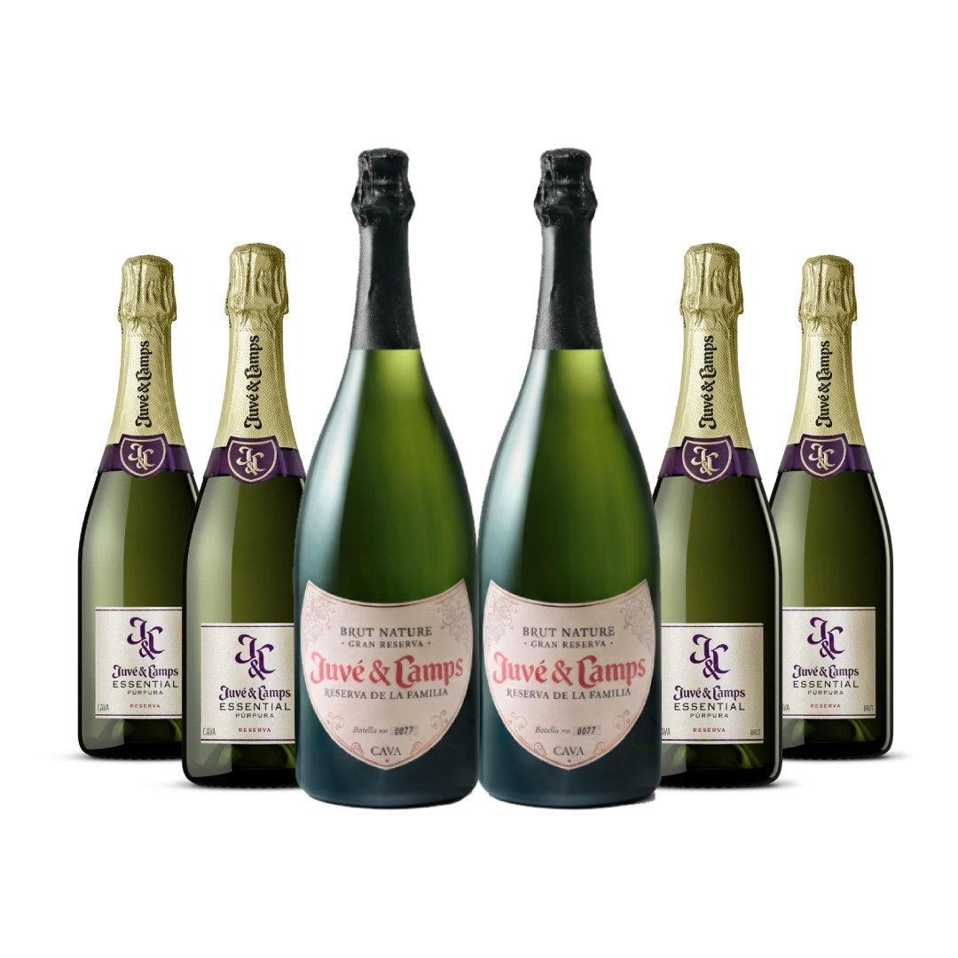 PACK CUOTAS: 2 Cava JUVE & CAMPS Reserva Familia Brut Nature MAGNUM Botella 1500ml + 4 Cava JUVE & CAMPS Essential Púrpura Botella 750ml