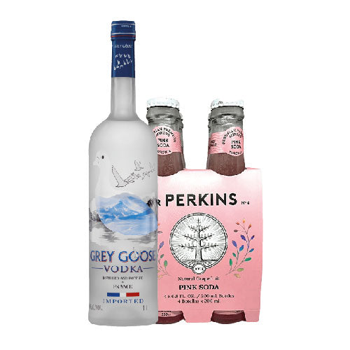 Grey goose 1 lt + 4pack pink soda Mr perkins