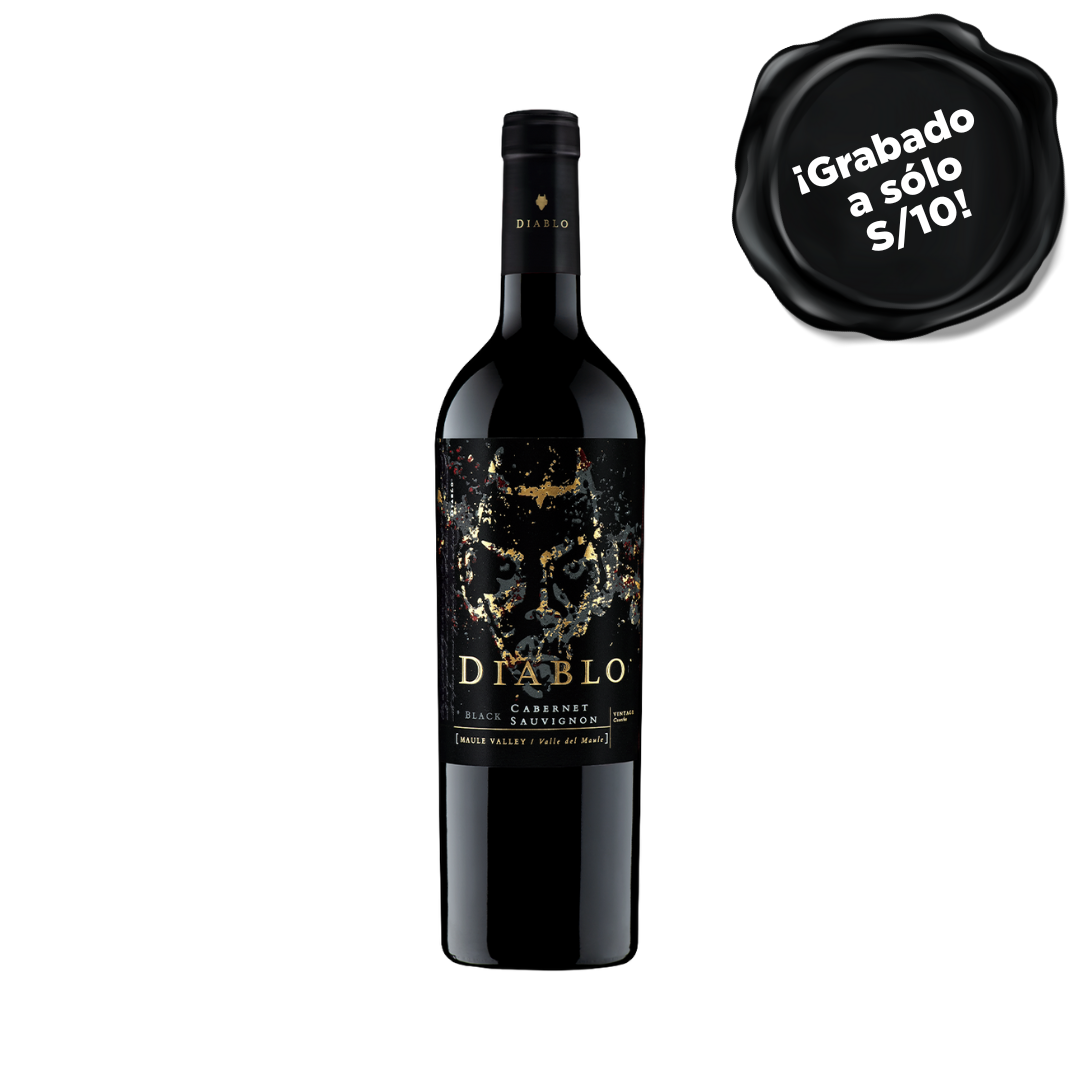 Vino DIABLO Black Cabernet Sauvignon Botella 750ml. GRABADO A S/10