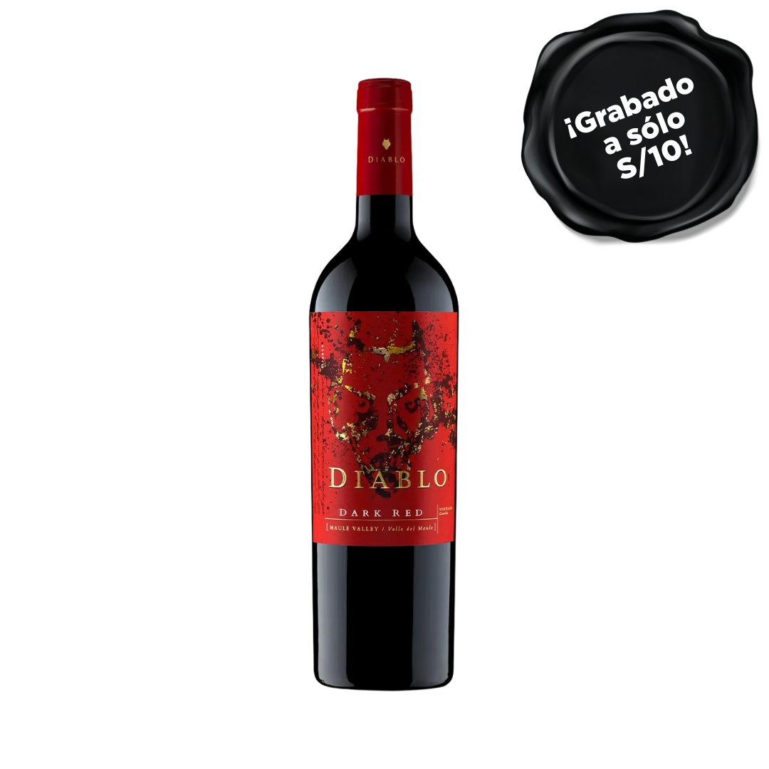 Vino DIABLO Dark Red Blend Botella 750ml. GRABADO A S/10