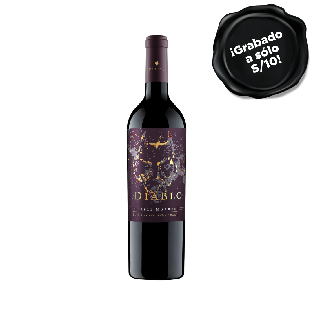 Vino DIABLO Purple Malbec x 750 ml. GRABADO A S/10