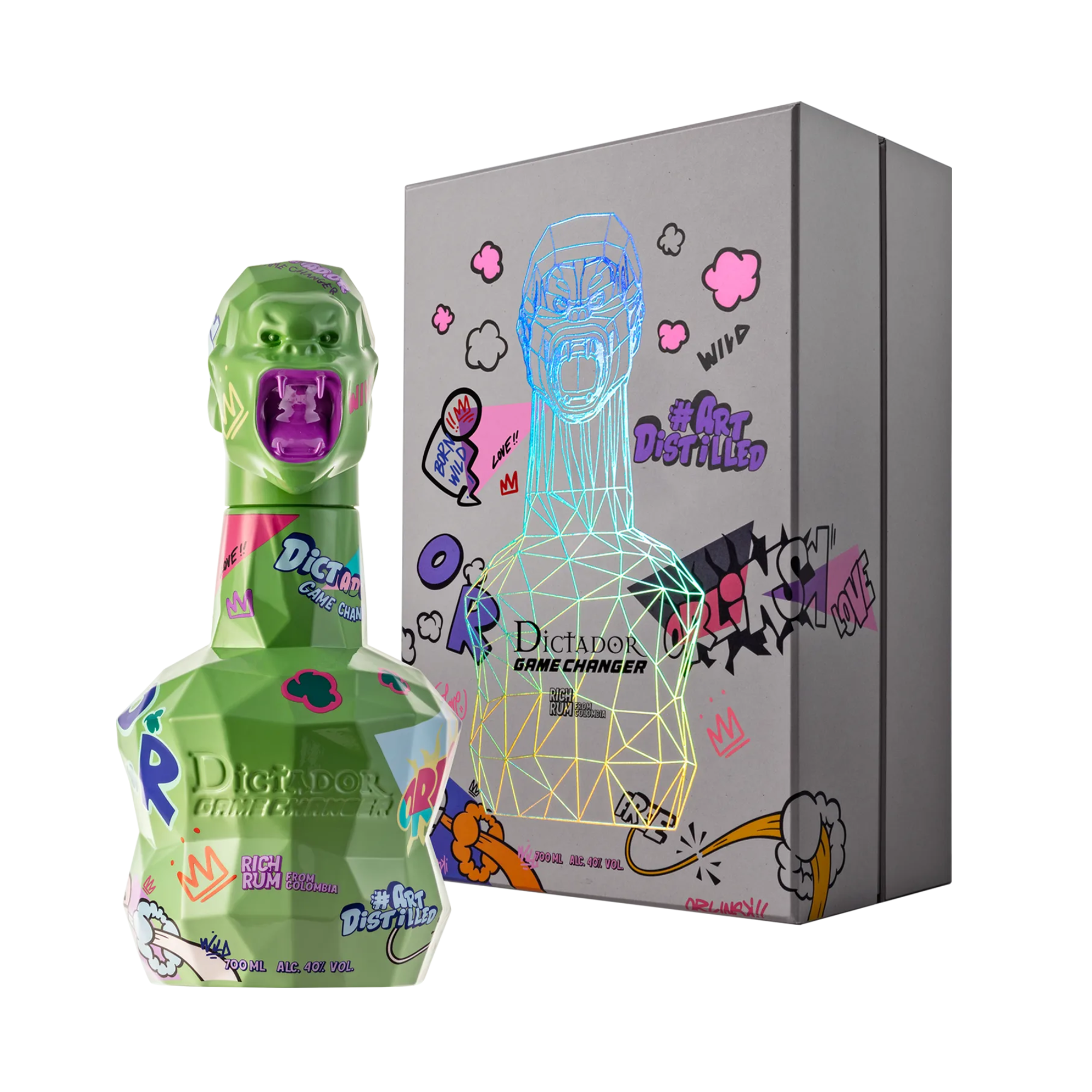 Ron DICTADOR x Richard Orlinski "Game Changer" Green Edition Botella 700ml