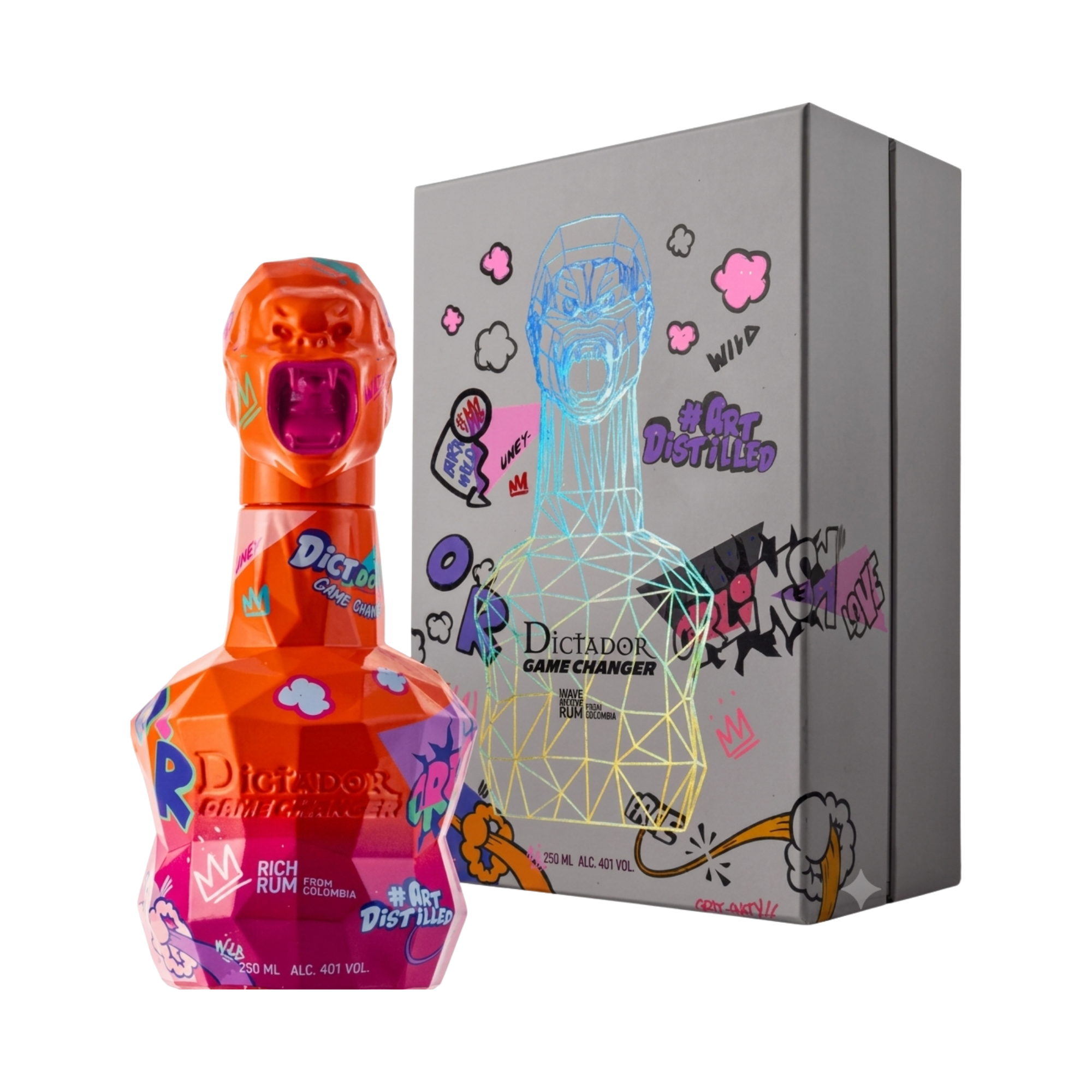 Ron DICTADOR x Richard Orlinski "Game Changer" Orange Edition Botella 700ml