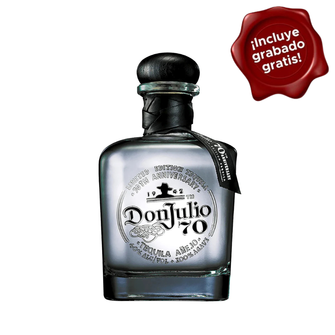 Tequila DON JULIO Blanco Botella 750 ml. CON GRABADO GRATIS