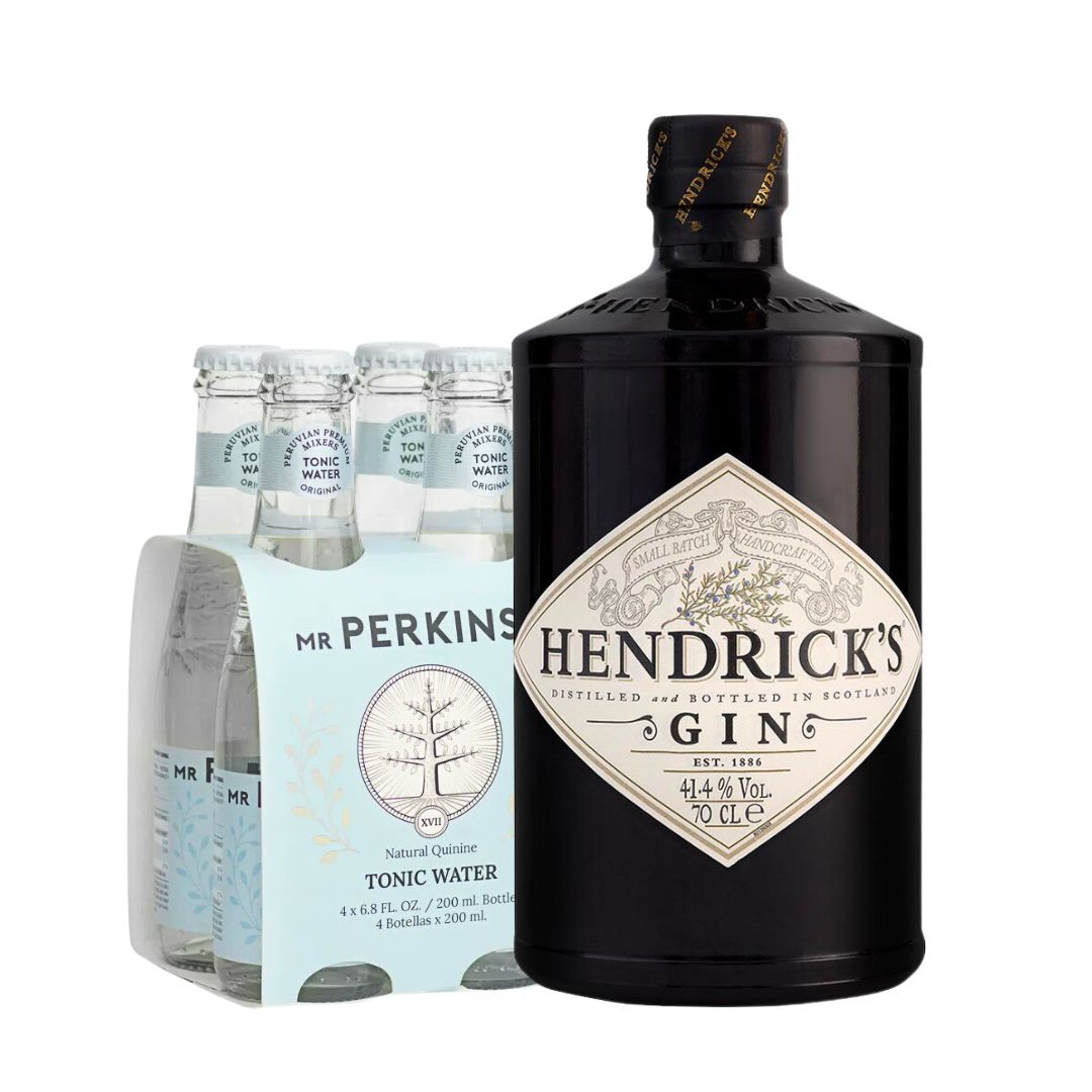 Gin Hendricks + 4pack Agua Tónica Mr perkins