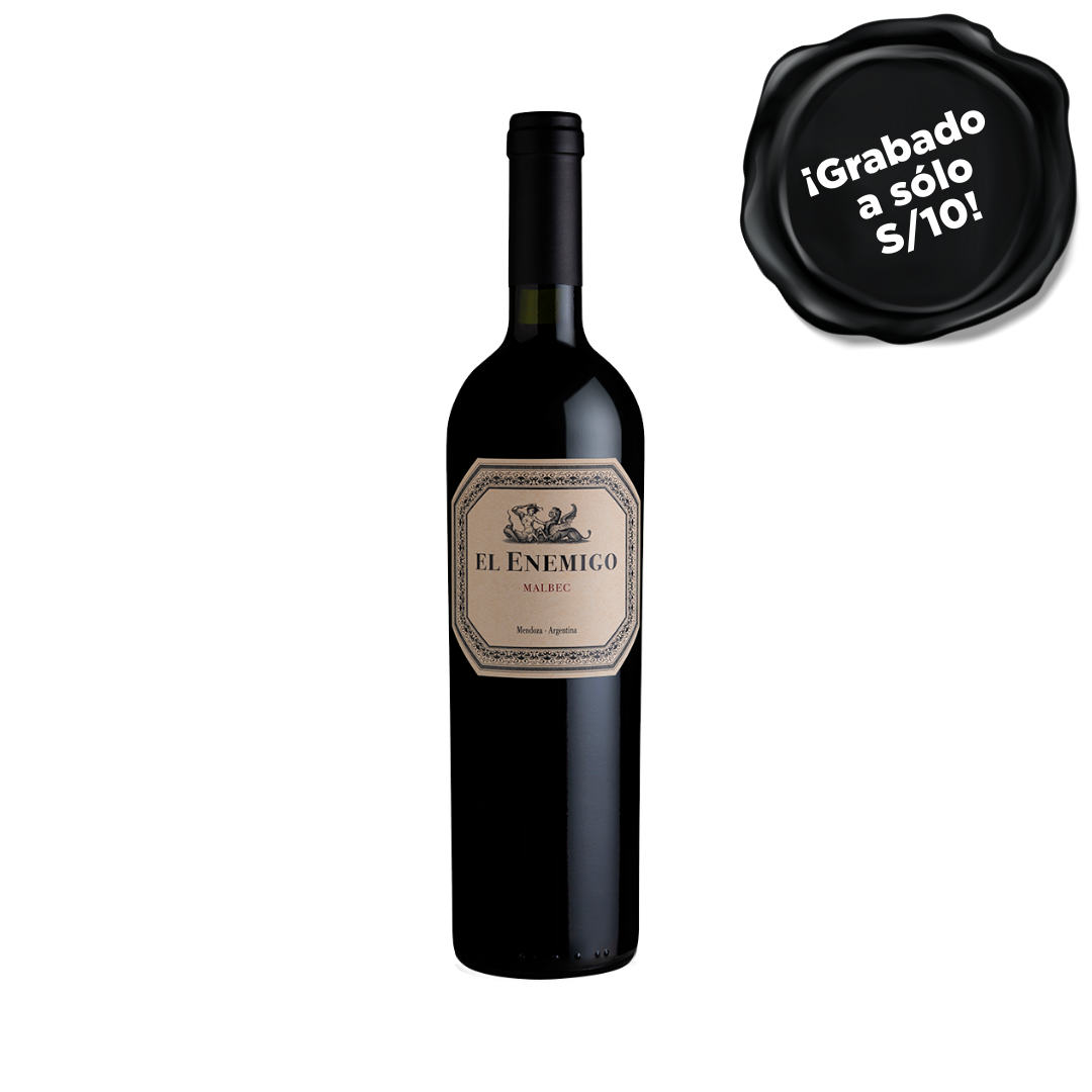 Vino EL ENEMIGO Malbec x 750 ml. GRABADO A S/10