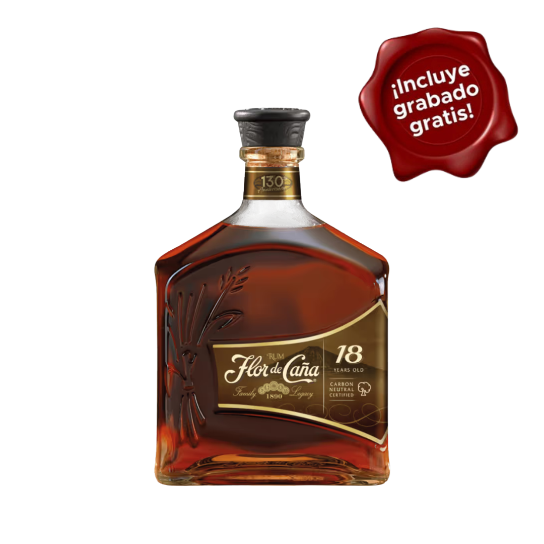 Ron FLOR DE CAÑA 18 Años Botella 750ml. CON GRABADO GRATIS