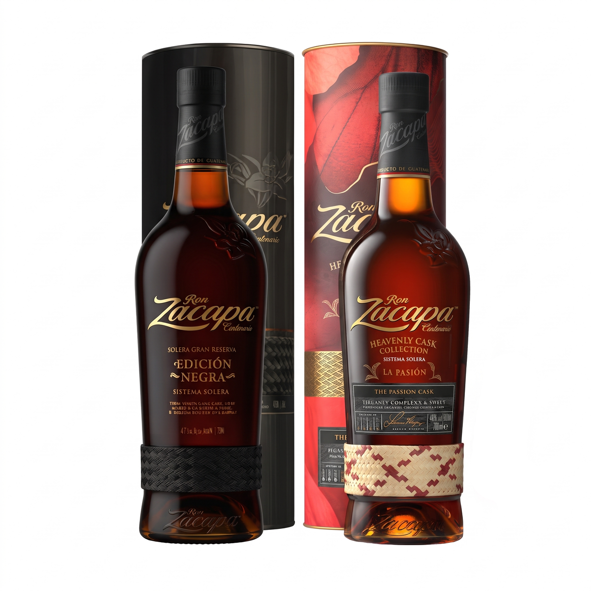 PACK CUOTAS: Ron ZACAPA Edicion Negra x 750ml + Ron ZACAPA LA PASIÓN Heavenly Cask Collection x 700ml