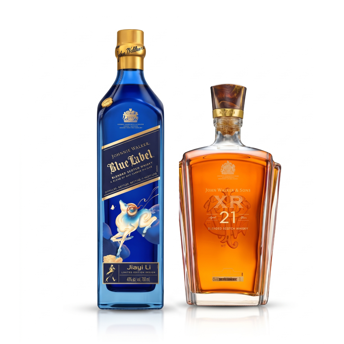 PACK CUOTAS: Whisky JOHNNIE WALKER XR 21 Años Botella 750ml + Whisky JOHNNIE WALKER Blue Label Edición Jiayi Li Botella 750ml