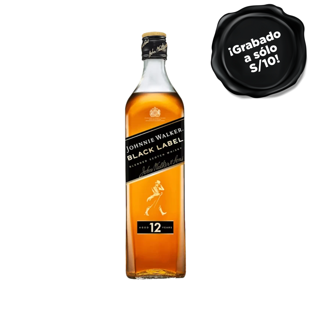 Whisky JOHNNIE WALKER Black Label Botella 750ml. GRABADO A S/10