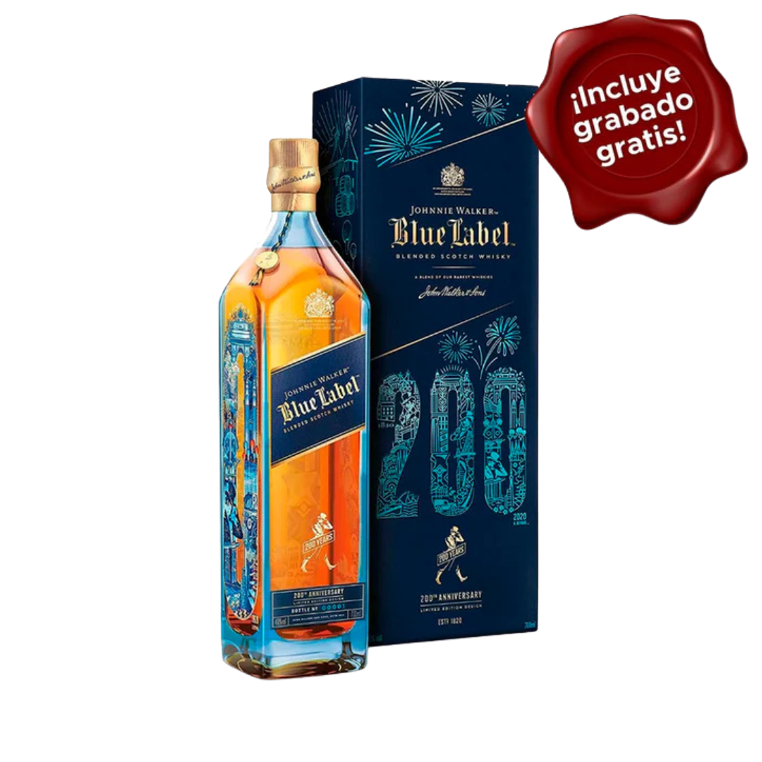 Whisky Johnnie Walker Blue Label 200th Anniversary 750ml. CON GRABADO GRATIS