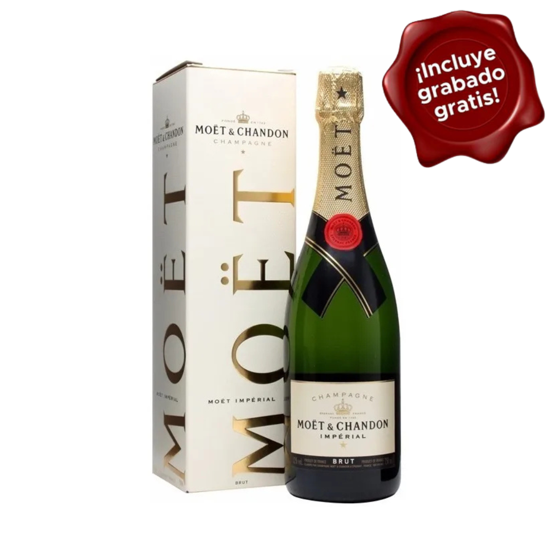 Champagne MOET CHANDON Brut Imperial Botella 750ml. CON GRABADO GRATIS