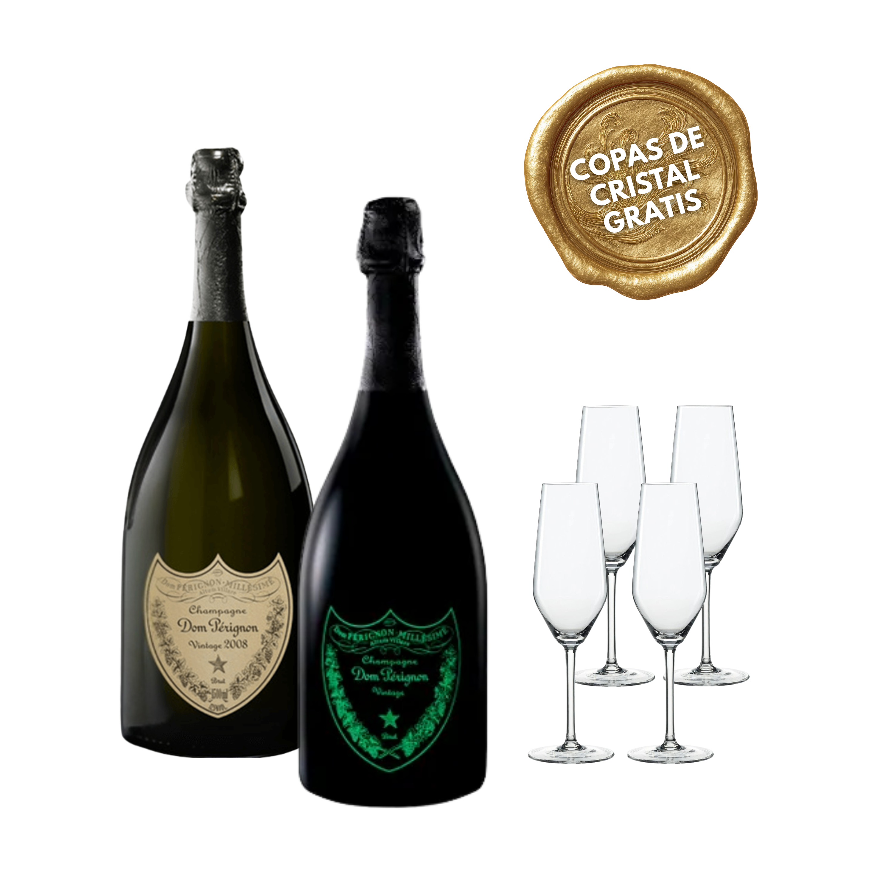 PACK #1 CHAMPAGNES + 4 COPAS CRISTAL GRATIS