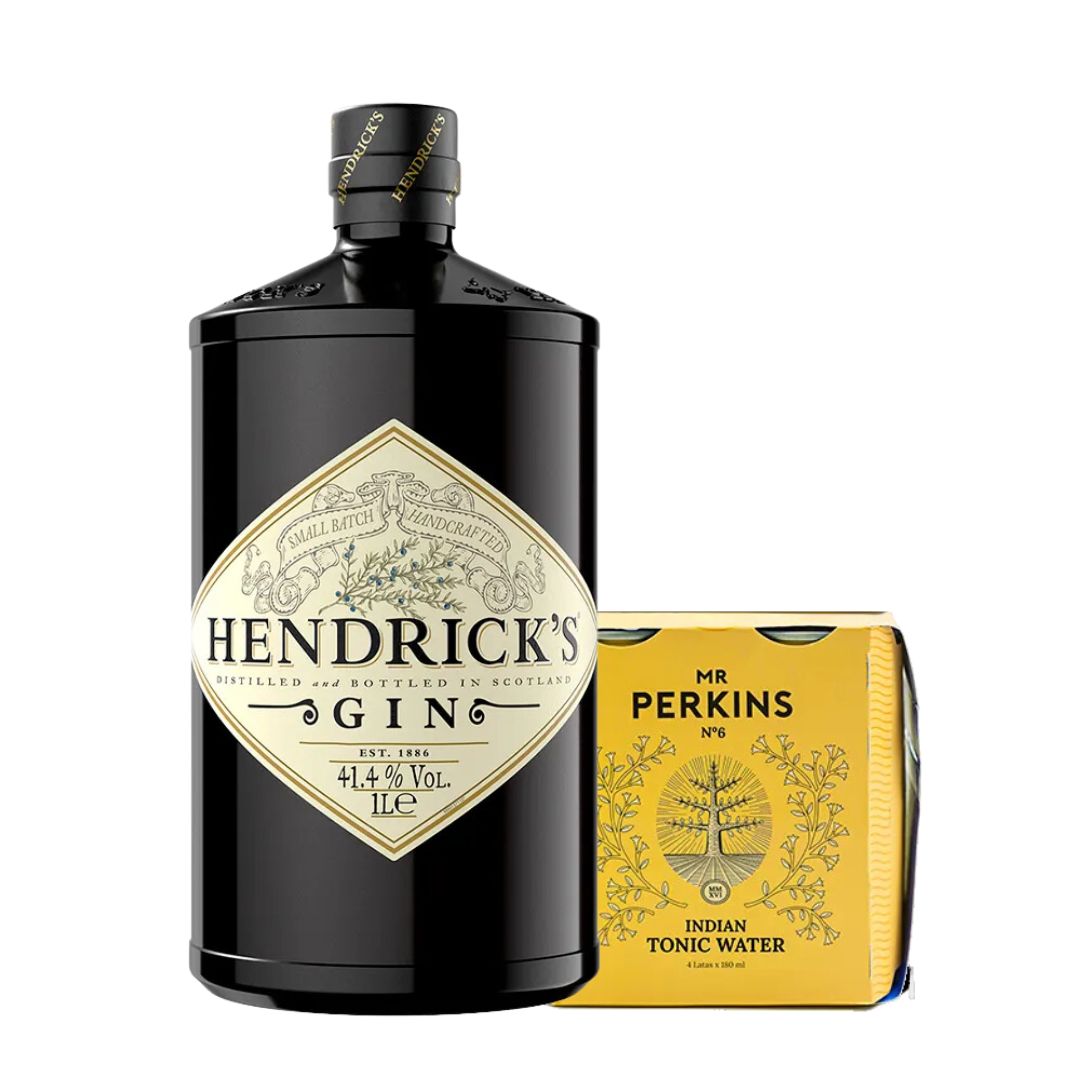 Gin Hendricks 1lt + 4 Mr Perkins Tónica en lata