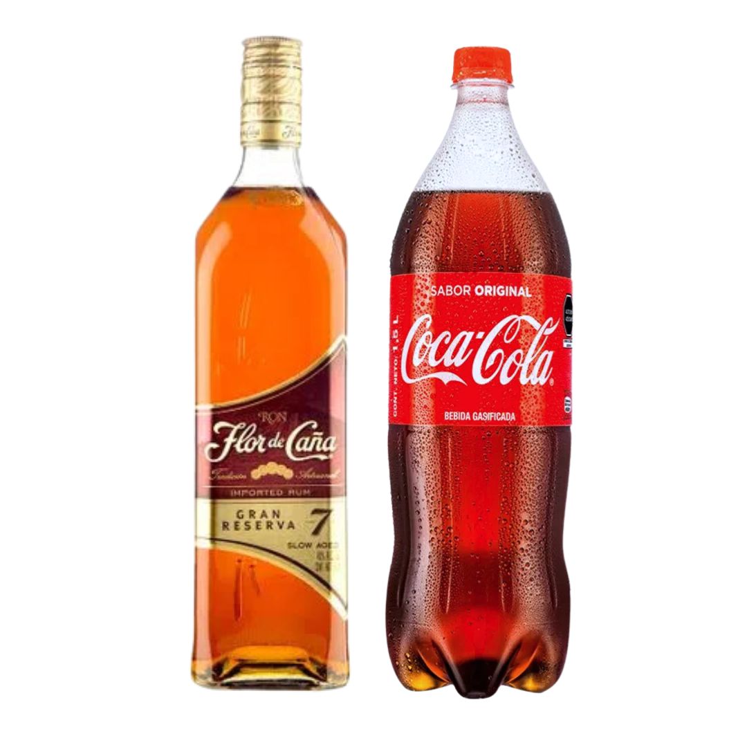 Ron Flor de Caña 7 + Coca Cola 1.5 lt