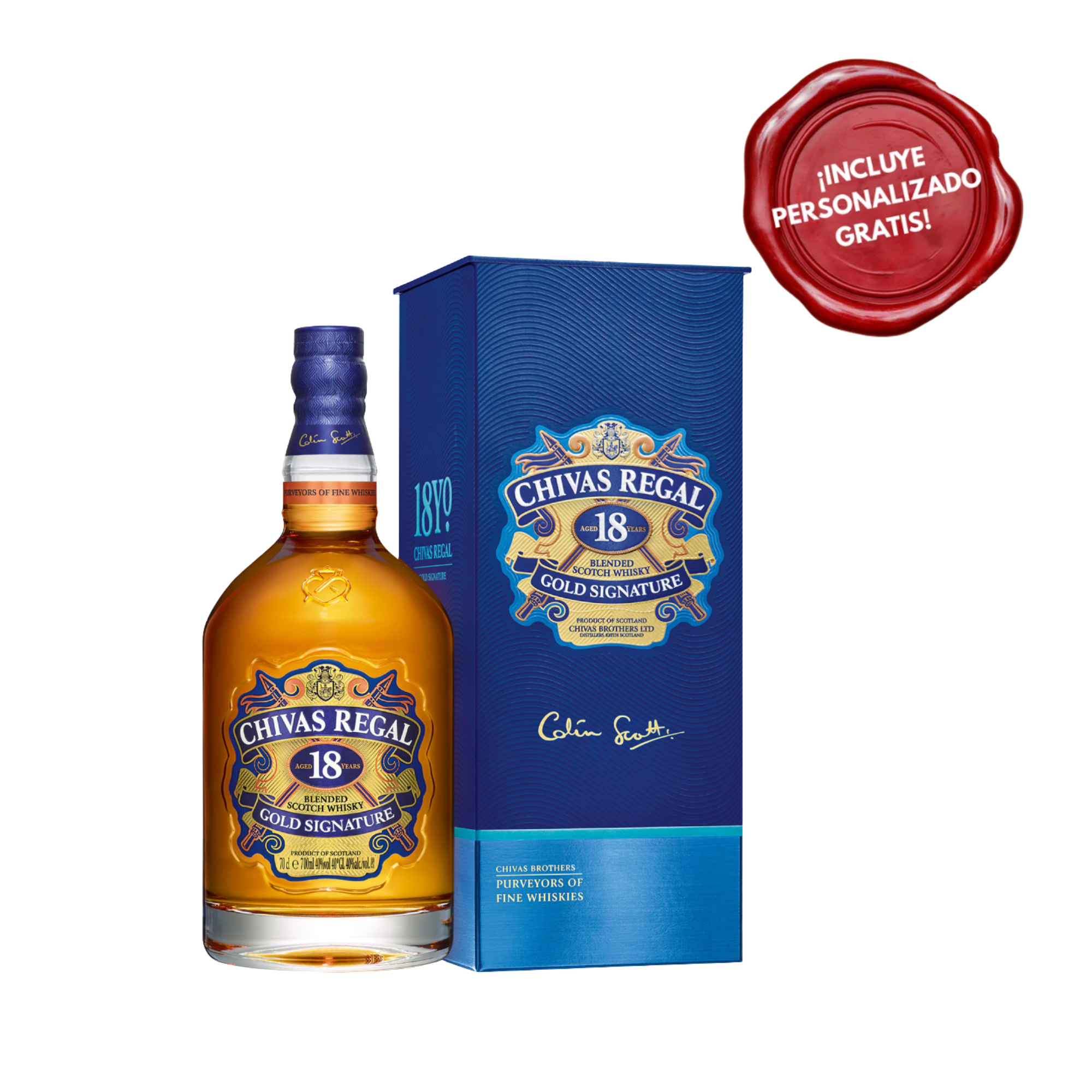 Whisky CHIVAS REGAL 18 Años Botella 700ml. PERSONALIZADO GRATIS