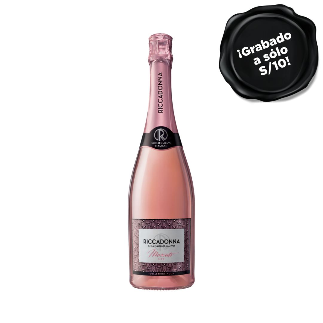 Espumante RICCADONNA Moscato Rose Botella 750ml. GRABADO A S/10