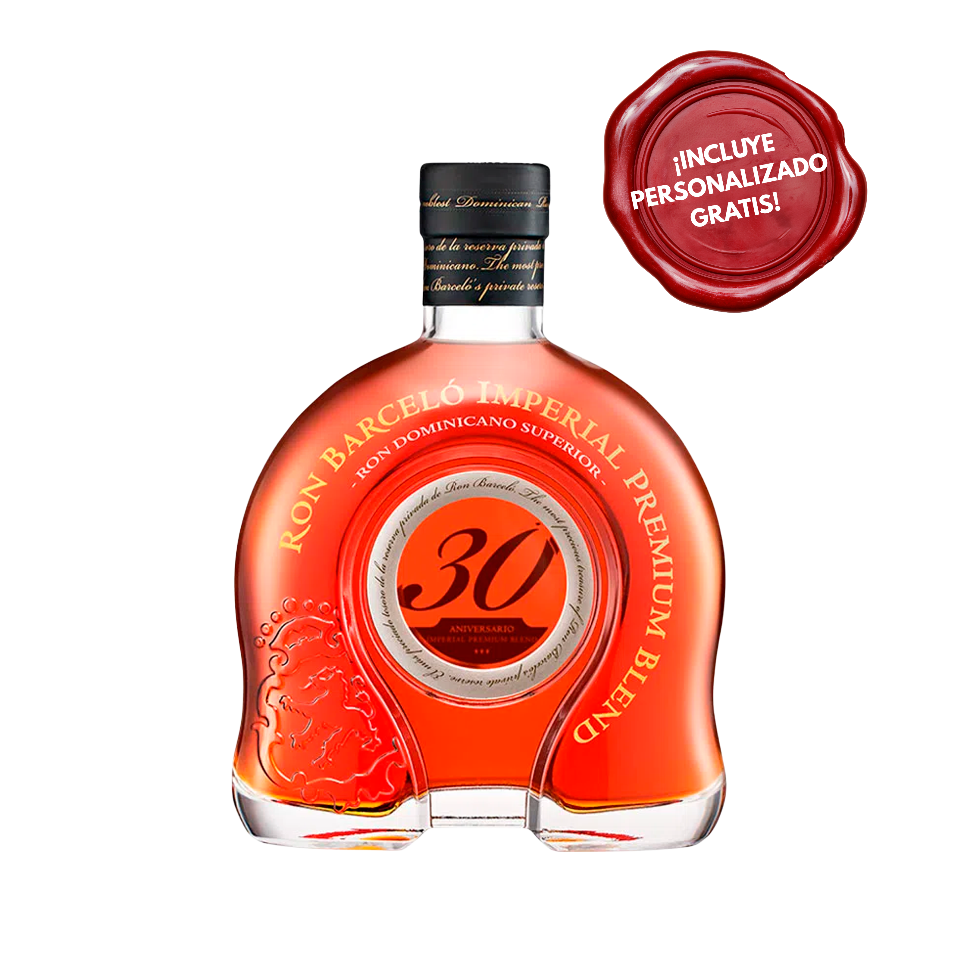 Ron BARCELO Imperial 30 Aniversario Botella 750ml. PERSONALIZADO GRATIS