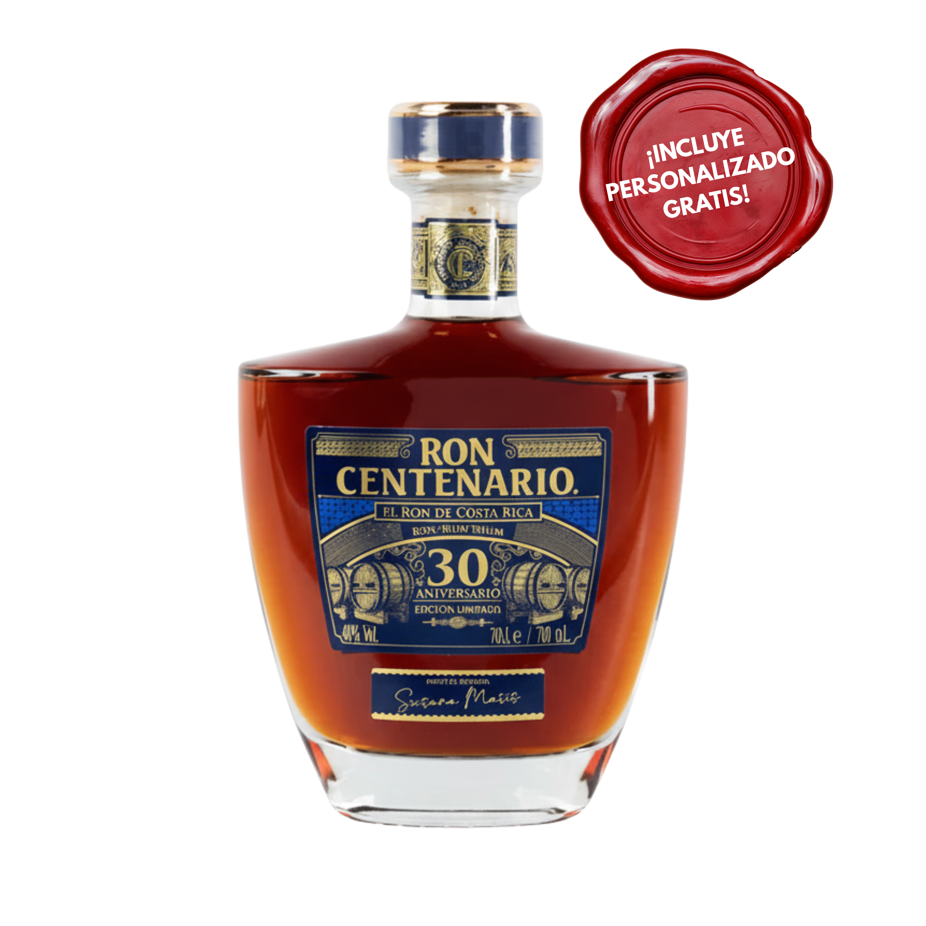 Ron CENTENARIO 30 AÑOS Aniversario Botella 700ml. PERSONALZIADO GRATIS