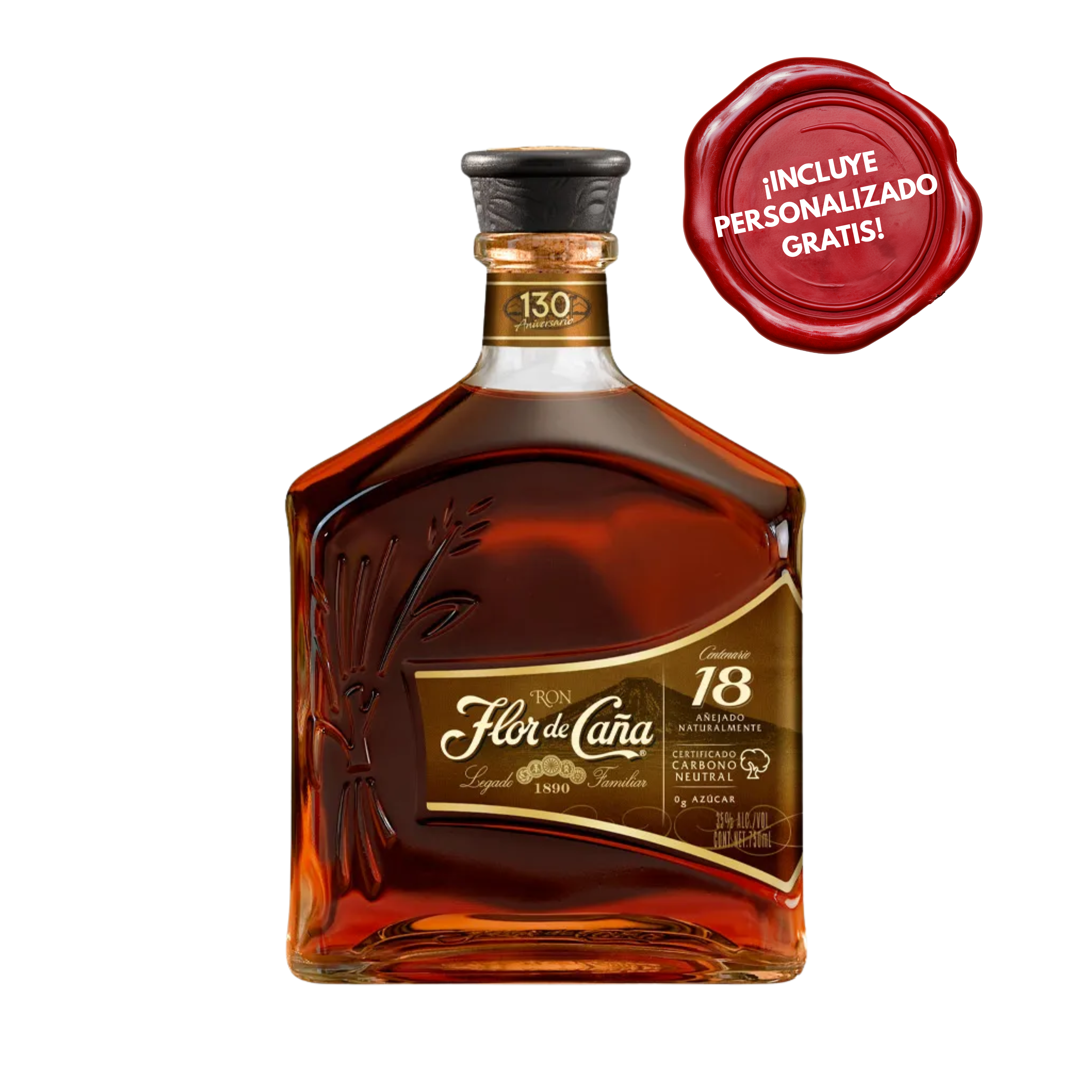 Ron FLOR DE CAÑA 18 Años Botella 750ml. PERSONALIZADO GRATIS